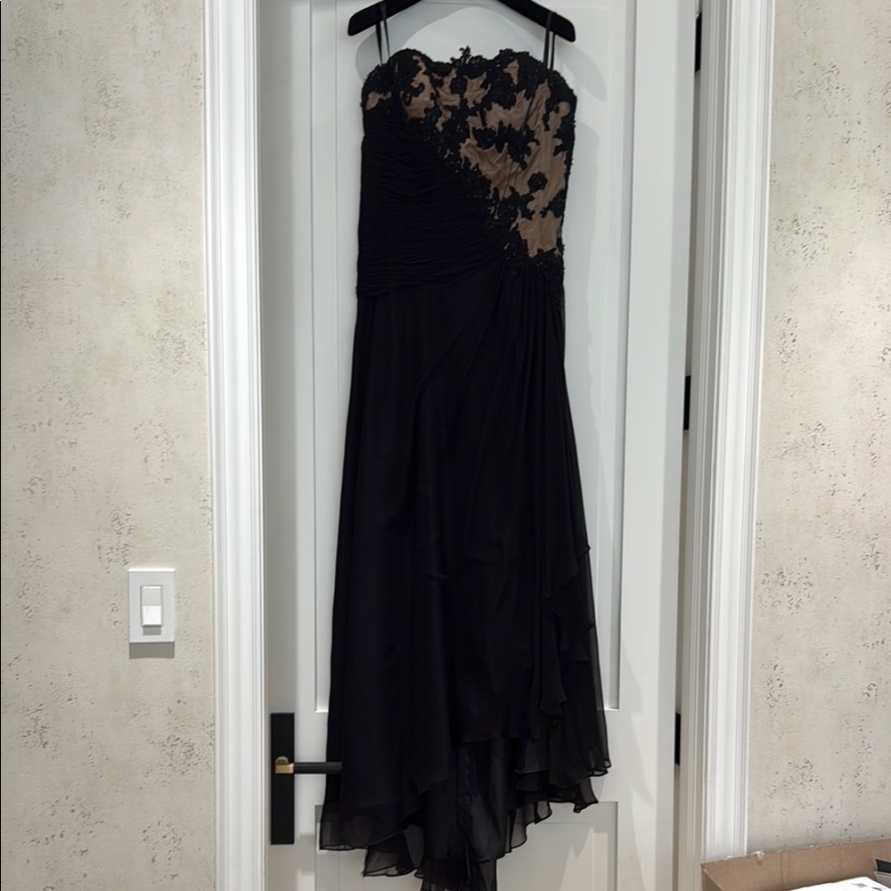 Elegant Black and Tan Strapless Dress size 14